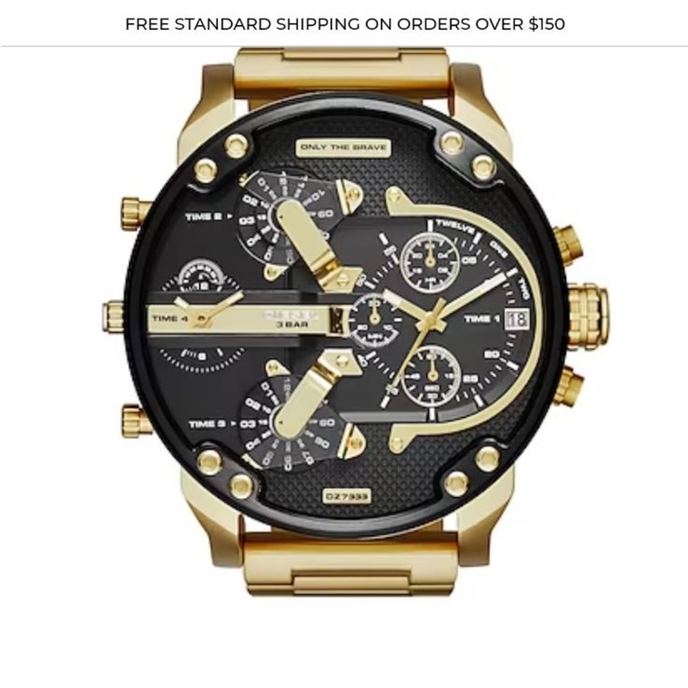 Brand new with box diesel Mr. Daddy 2.0 watch.Black and gold stainless steel 57”